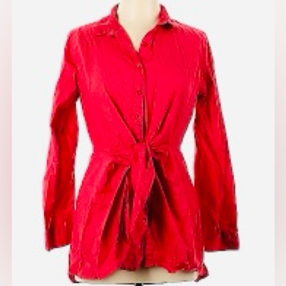 Elegant Red Button-Down Shirt for Women